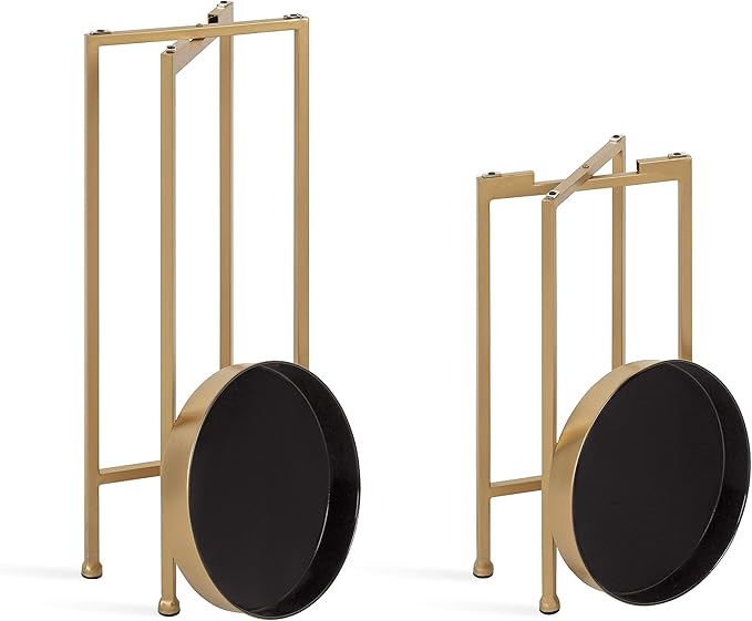 Kate and Laurel Celia Side Tables, Set of 2, Gold and Black, Decorative Modern Glam End Table