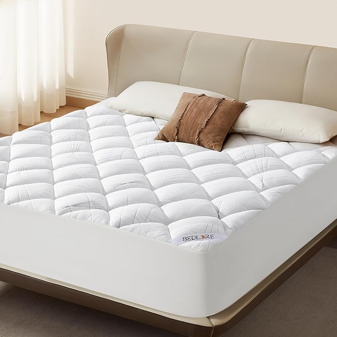 BEDLORE Full Mattress Topper, Viscose Made from Bamboo Soft Pillow Top Mattress Pad, Thick Mattress Cover for Back Pain Relief with 6-15 inches Deep Pocket
