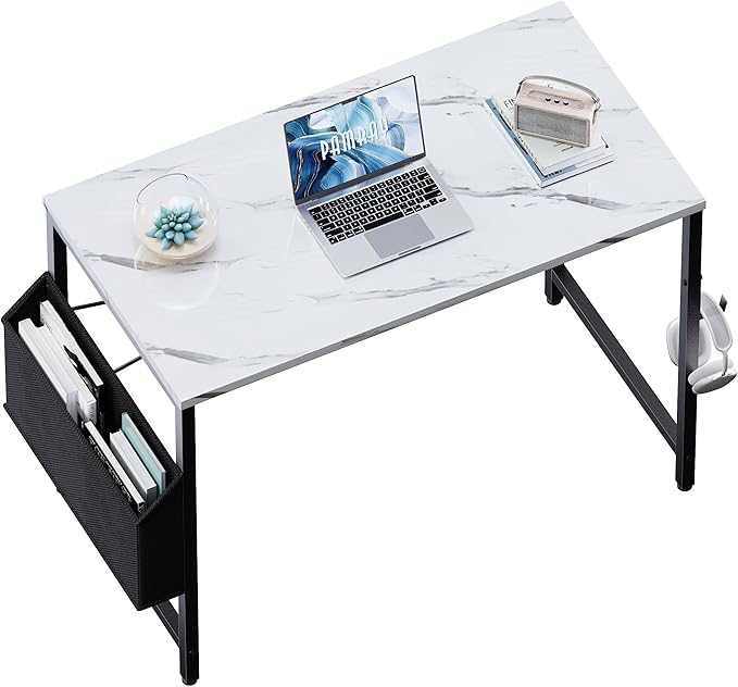 Pamray 32 Inch Computer Desk for Small Spaces with Storage Bag, Home Office Work Desk with Headphone Hook, Small Study Writing Table