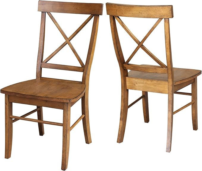 International Concepts Set of Two X-Back Dining Chair, Pecan