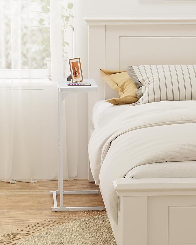 TUTOTAK C Shaped End Table, Small Side Table, Set of 2, 28.7 inch Tall Couch Table, Sofa Table, Living Room, Bed Room, White TB01BW0712