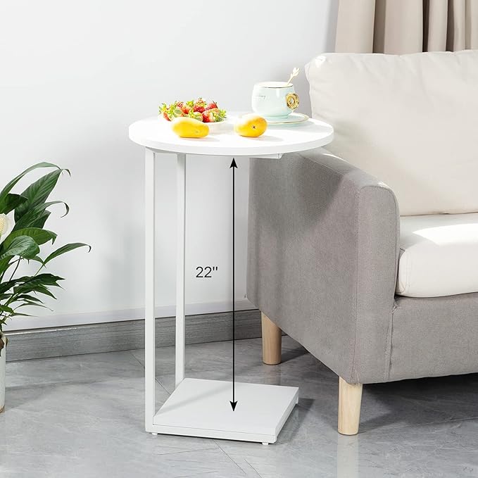 DCLRN Small End Table,c Table End Table for Sofa,Round Coffee Table is Suitable for Living Room and Bedroom.(White)