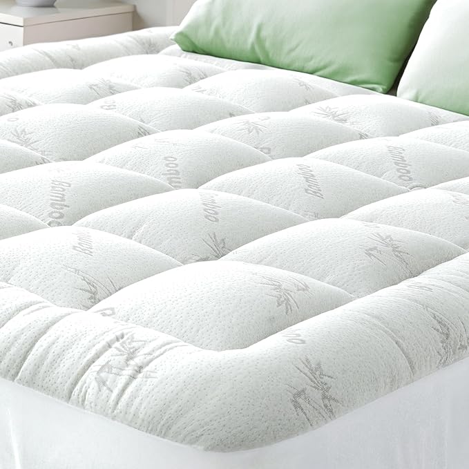 Ultra Soft Twin XL Size Mattress Topper - Viscose Made from Bamboo Pillow Top Mattress Pad for Back Pain Relief - Naturally Cooling for Hot Sleepers, White