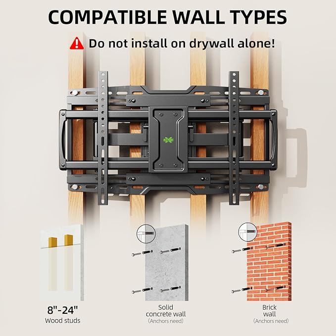 USX MOUNT UL Listed Heavy Duty TV Wall Mount for 32-90" TVs up to 150lbs with 8" Sliding Design, Ultra-Large TV Mount Bracket for up to 24" Studs with Swivel, Tilt & Leveling, Max VESA 600x400mm