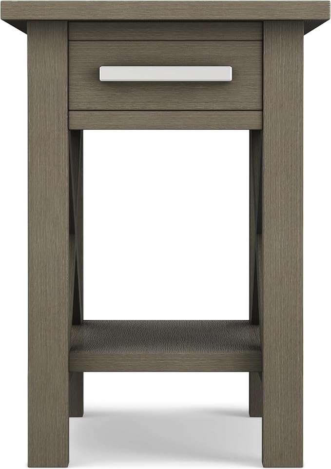 SIMPLIHOME Kitchener SOLID WOOD 14 inch Wide Rectangle Contemporary Narrow Side Table in Farmhouse Grey for the Living Room and Bedroom