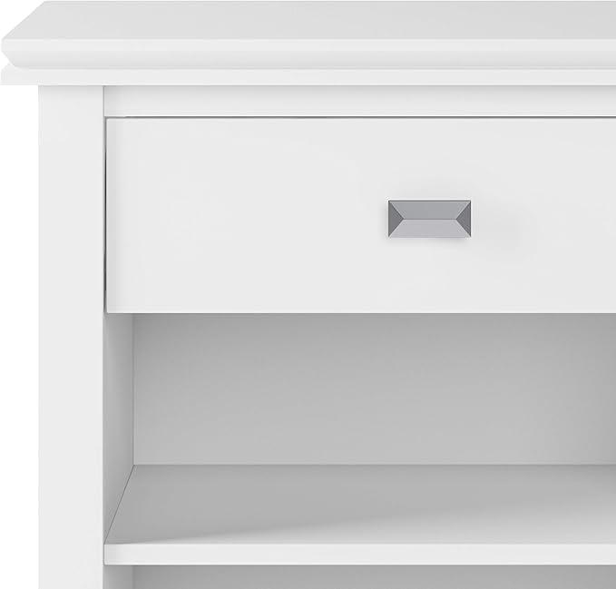 SIMPLIHOME Artisan SOLID WOOD 24 inch Wide Transitional Bedside Nightstand Table in White for the Living Room and Bedroom