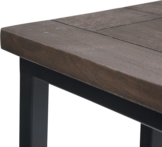 SIMPLIHOME Skyler 18-inch Wide Solid Mango/Metal Industrial C-Shaped End Table in Walnut Brown/Black for Living Room, Office, or Bedroom, Assembled