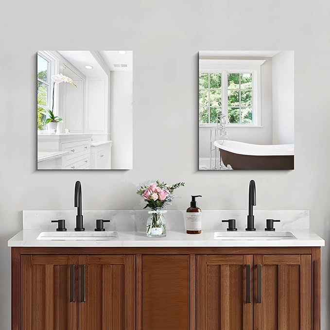 Frameless Mirror, 16x20 Inch Bathroom Mirrors for Wall, Rectangle Bathroom Vanity Mirrors with Polished Edge, Hangs Horizontally or Vertically for Bathroom, Bedroom and Living Room