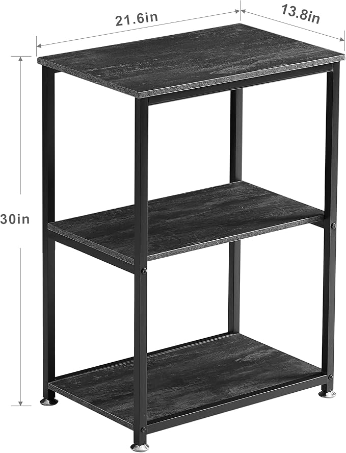 VECELO Tall End Side Table,30" Height Nightstand with 3-Tier Storage Shelf for Living Room Bedroom Office Hallway Study