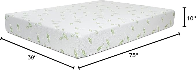 NapQueen Twin Size, 10 Inch Anula Green Tea Infused Memory Foam Mattress, Bed in a Box, CertiPUR-US Certified Mattress
