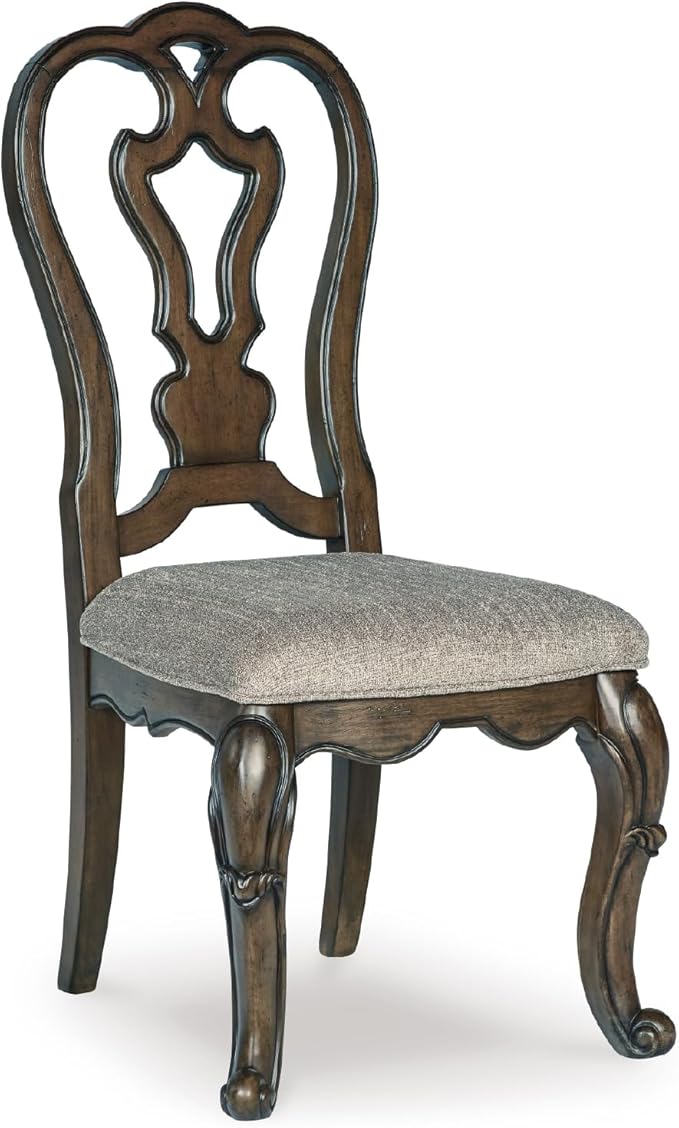 Signature Design by Ashley Maylee Classic Upholstered Armless Dining Chair, Set of 2, Dark Brown
