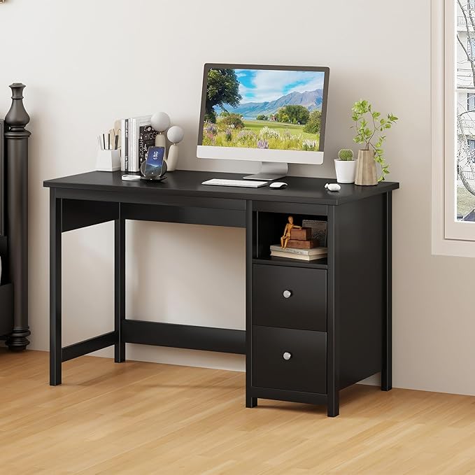 Desk with Drawers,Modern Small Computer Desk for Home Office with Storage Drawers, Makeup Vanity Desk Dressing Table for Bedroom,Filing Cabinet Writing Table PC Desks for Study (Black, 39.3")