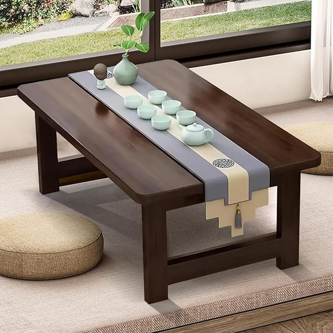 Japanese Floor Sitting Table, Folding Wood Tea Table Chabudai Japanese Coffee Table Low Table for Living Room Home Tatami Office (A 31.5 * 15.7 * 11.8 INCH)