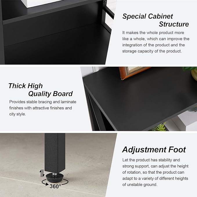 HOMISSUE Tall Bookshelf, 6-Tier Book Shelf, Rustic Wood Metal Bookshelves and Bookcases, Freestanding and Industrial Open Bookcase for Home Office, Living Room and Bedroom, Black