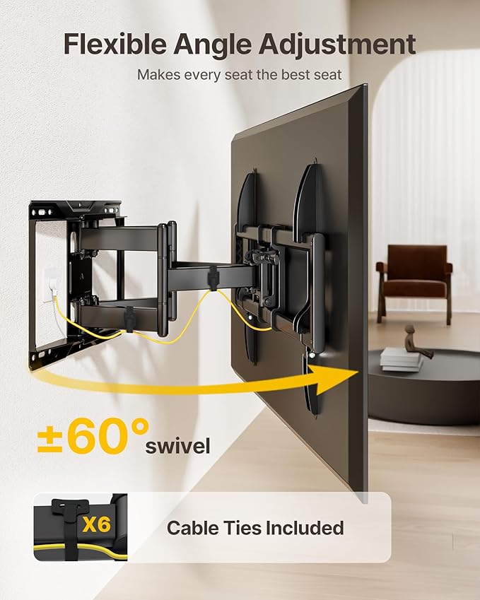 monTEK Heavy Duty TV Wall Mount for 37-90 inch TV up to 165lbs, 4X Load Tested, Full Motion with Dual Articulating Arms, Tool-Free Tilt, Swivel & Extend, VESA 200x100 to 600x400, Fits 12“/16" Studs