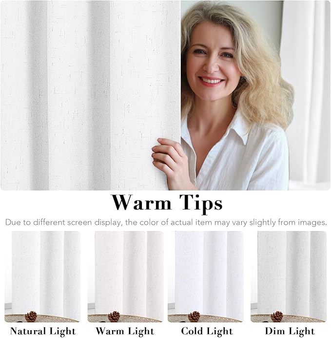 H.VERSAILTEX Pure White Curtains 96 inches Long, 100% Blackout Curtains for Bedroom Thermal Insulated Linen Textured Curtains Living Room Grapes 2 Panel Sets, 52W x 96L - Inch