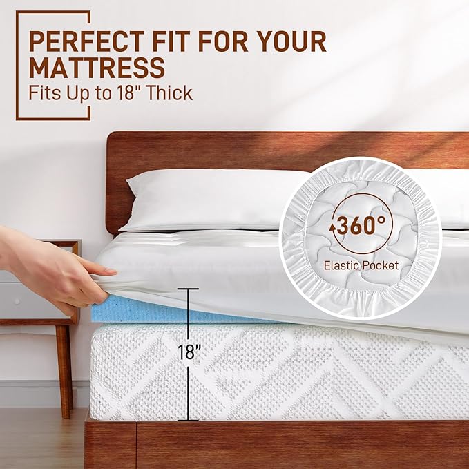4 Inch Pillow Top Memory Foam Mattress Topper King, Dual Layer 2 Inch Gel Memory Foam Plus 2 Inch Pillow Top Cover, White