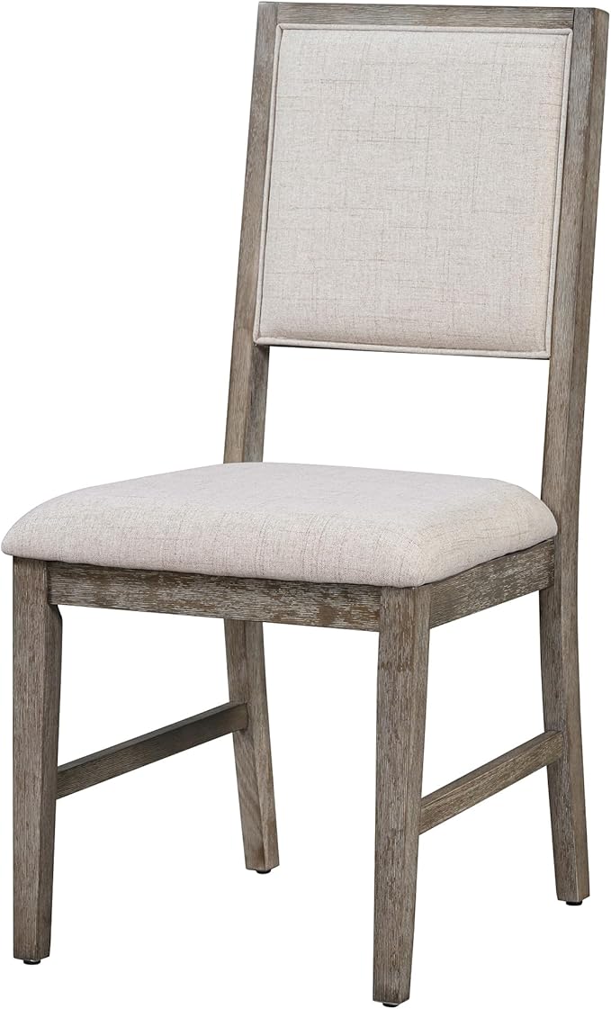 Ball & Cast 6-Piece Dining Table Set for 6 People, 60" Wood Dining Kitchen Table & Chairs Set, Dining Room Table with Upholstered Chairs and 1 Bench, Perfect for Dining Room, Kitchen, Gray
