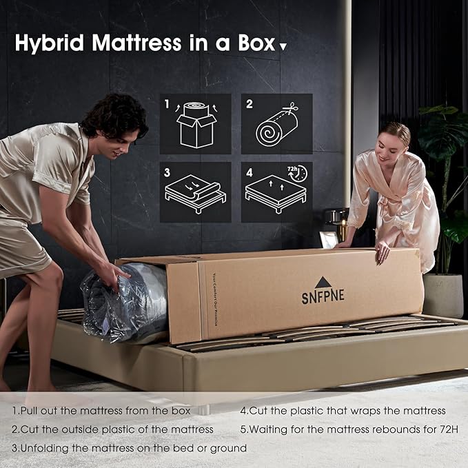 10 Inch Queen Size Hybrid Mattress with Gel Memory Foam and Individual Pocketed Coils for Motion Isolation & Edge Support, Medium Firmness for Pressure Relief, CertiPUR-US Certified,in a Box