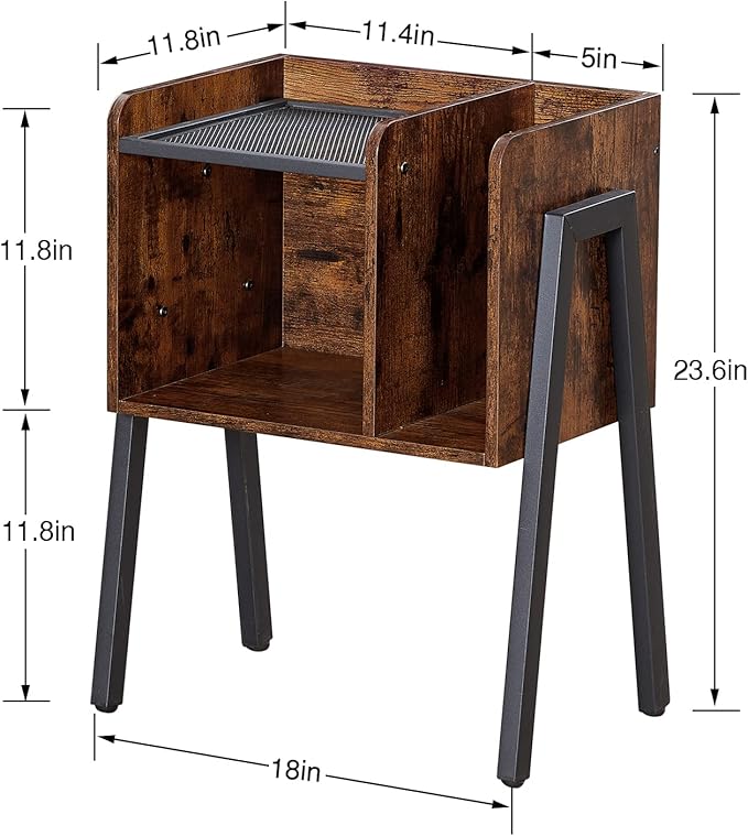 VECELO Nightstand Set of 2,Industrial Side End Table/Stackable Accent Furniture with 2-Tier Open Storage Compartments for Bedroom, Living Room and Small Spaces