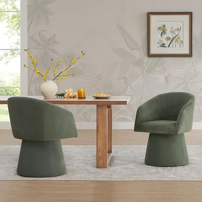 Swivel Dining Chairs Modern Accent Armchair Side Deskchair for Diningroom Vanity Bedroom Livingroom Reading Room,Green,4 Box