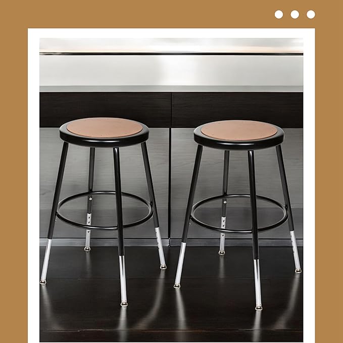 OEF Furnishings (2 Pack Height Adjustable Steel Stools, Black, 19-27"