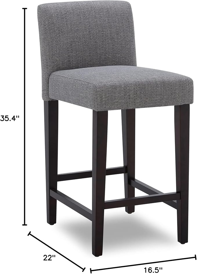 CHITA Counter Height Bar Stools Set of 2, 25" H Seat Height Upholstered Barstools, Fabric in Fog Grey