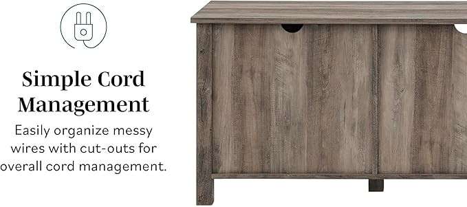 Walker Edison Portsmouth Classic 2 Glass Door TV Stand for TVs up to 80 Inches, 70 Inch, Grey Wash