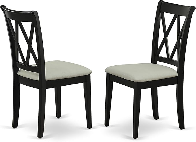 East West Furniture LGCL5-BLK-C 5 Piece Dining Table Set for 4 Includes a Rectangle Kitchen Table with Butterfly Leaf and 4 Linen Fabric Dining Room Chairs, 42x84 Inch, Black