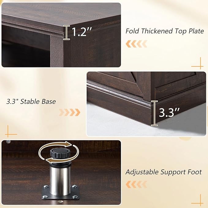 66" Farmhouse TV Stand for 75 Inch TVs, 40" Tall Entertainment Center with Sliding Barn Doors, Rustic Media Console Table Storage Cabinet with Adjustable Shelves, Living Room, Sawdust Brown
