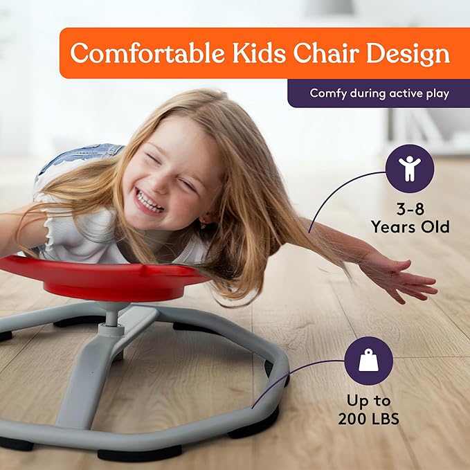 Special Supplies Spinning Chair for Kids- Versatile Kids Sit and Spin Sensory Chair for Training Body Coordination - Sensory Swivel Chair for Playroom, Bedroom, or Nursery (Red)