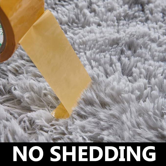 FJZFING Tie-Dyed Light Grey Round Rug Ultra-Soft Plush Modern 4x4 Circle Area Rug for Kid's Bedroom, Fluffy Shag Circular Rug for Nursery Room, Non-Slip Tie-Dyed Light Grey Rug for Teen's Room