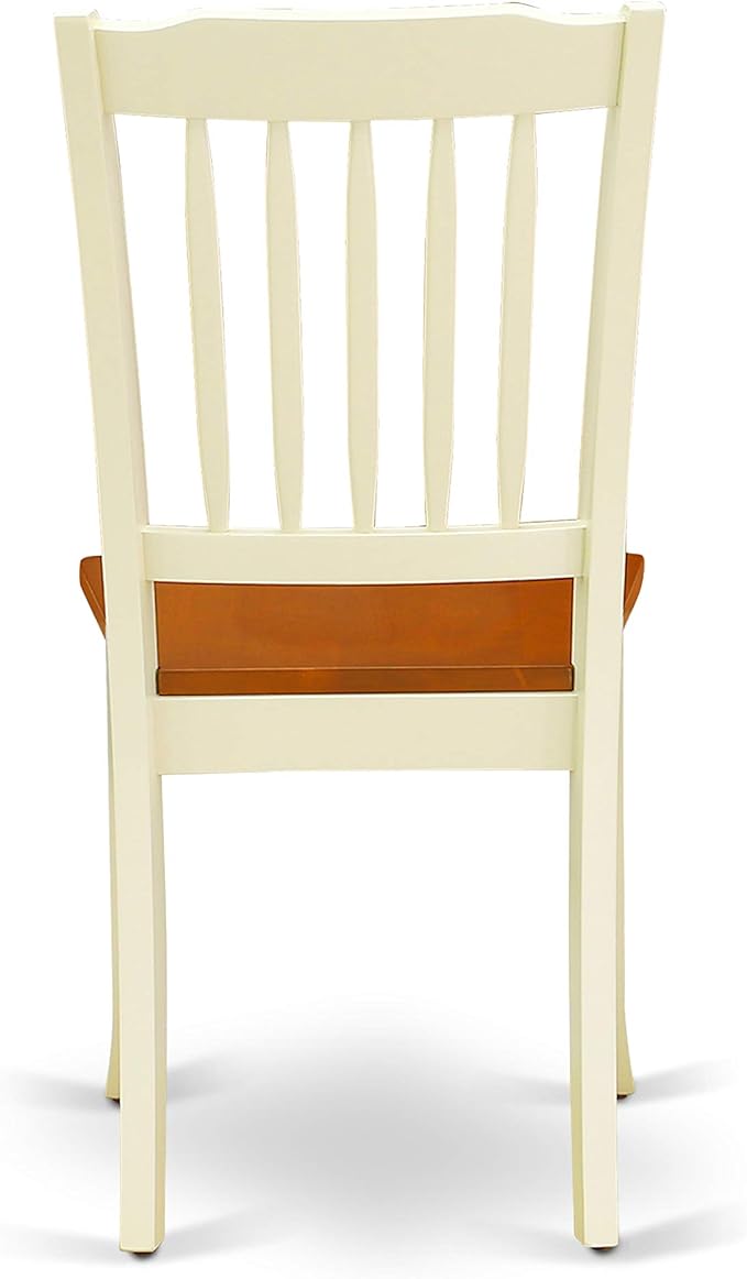 East West Furniture QUDA5-BMK-W 5 Piece Kitchen Table Set for 4 Includes a Rectangle Dining Room Table with Butterfly Leaf and 4 Solid Wood Seat Chairs, 40x78 Inch, Buttermilk & Cherry
