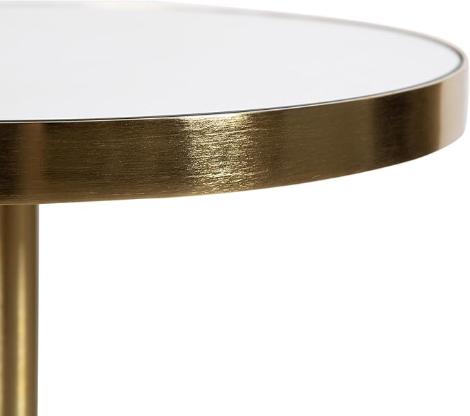 Kate and Laurel Tira Elegant Round Mirrored Side Table, 14 x 14 x 24, Gold, Modern Glam Circle End Table for Use as Bedroom Nightstand or Living Room Plant Stand Table