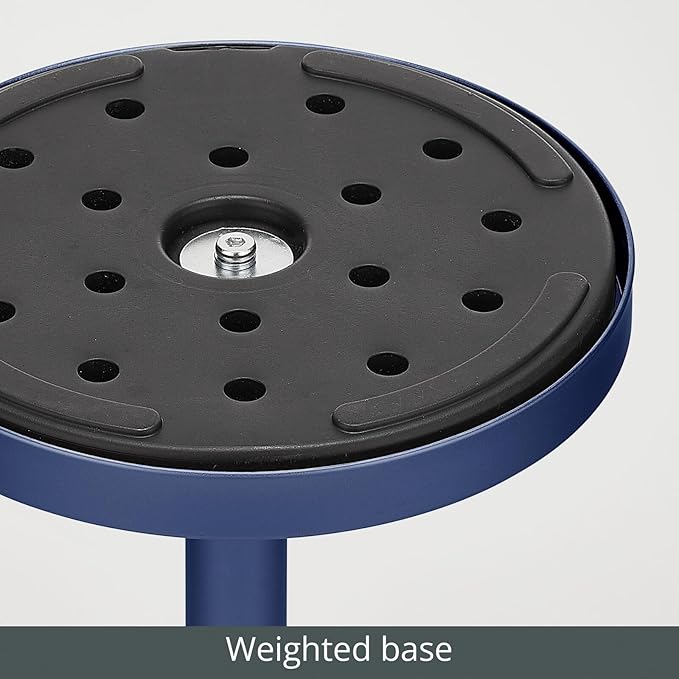 mDesign Glass Top Side/End Drink Table - Tall Modern Round Accent Metal Nightstand Furniture for Living Room, Dorm, Home Office, and Bedroom - 9" Round - Cobalt Blue