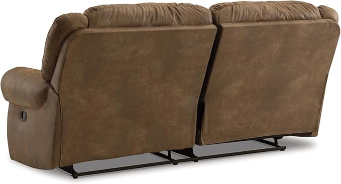 Signature Design by Ashley Boothbay Classic Faux Leather 2 Seat Manual Reclining Sofa, Dark Brown
