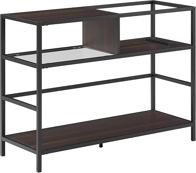 Crosley Furniture Provo Console Record Player Stand with Storage for Vinyl Records, Matte Black/Brown