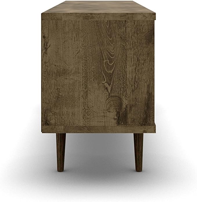 Manhattan Comfort Liberty Mid Century Modern TV Stand for Televisions up to 60 Inches, Bedroom and Living Room Entertainment Center with Storage, Shelves, and Cabinet, 63" Wide, Rustic Brown/Yellow