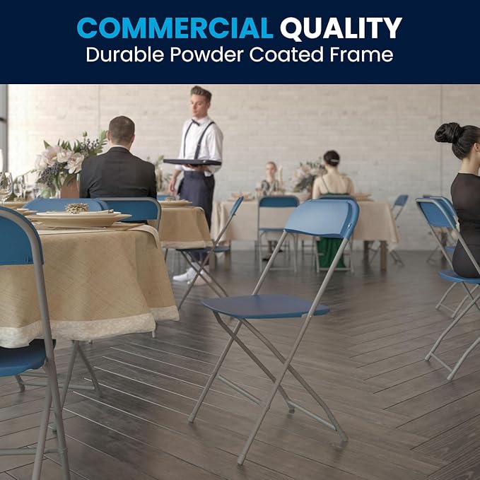 Flash Furniture Hercules Series Plastic Folding Chair - Blue - 6 Pack 650LB Weight Capacity Comfortable Event Chair-Lightweight Folding Chair