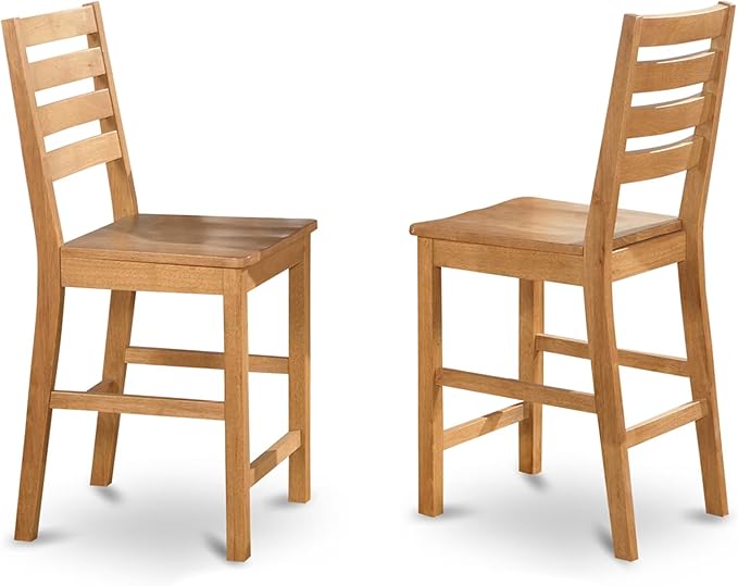 East West Furniture JACF5-OAK-W 5 Piece Counter Height Dining Set Includes a Round Dining Table with Pedestal and 4 Kitchen Chairs, 36x36 Inch, Oak