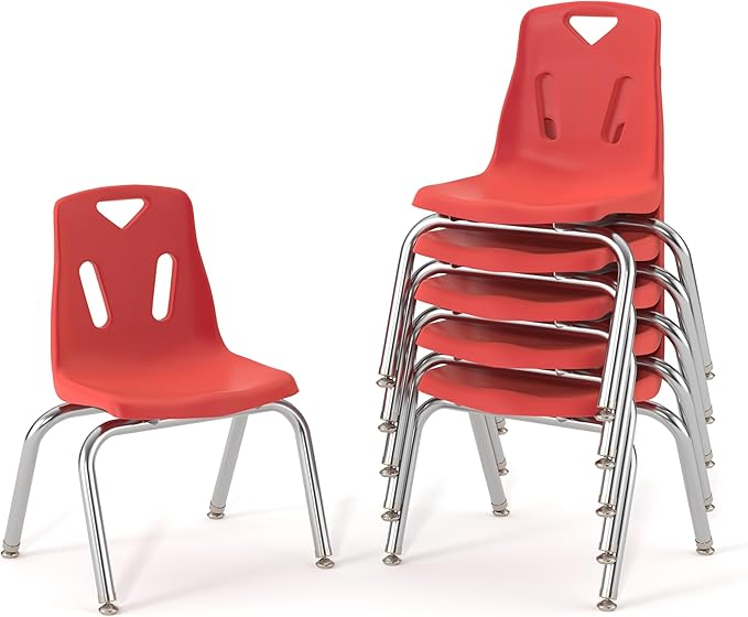 Berries Jonti-Craft 8148JC6008 Stacking Chairs with Chrome-Plated Legs, 18" Height, Red, Pack of 6