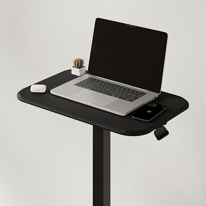 Ergohome™ ELEVANCE Table™ Height Adjustable Side Table for Couch or Bed, Laptop Table - Small End Table Office Coffee Table - C-Shaped Sofa Side Table with Multi-Function Black Base &Carbon Black Top