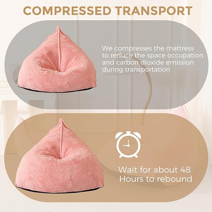 BYBYME Bean Bag Chairs Sherpa Lazy Sofa, Giant Beanbag Chairs for Adults, Teenagers with Stuffed High Density Foam Filling, Comfy Chair for Living Room, Bedroom