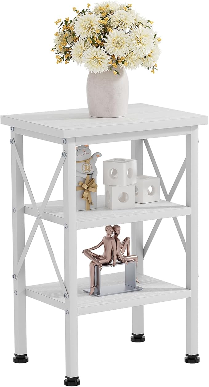 VECELO Modern Nightstands X-Design Side End Table Night Stand with Storage Shelf for Bedroom,Living Room,