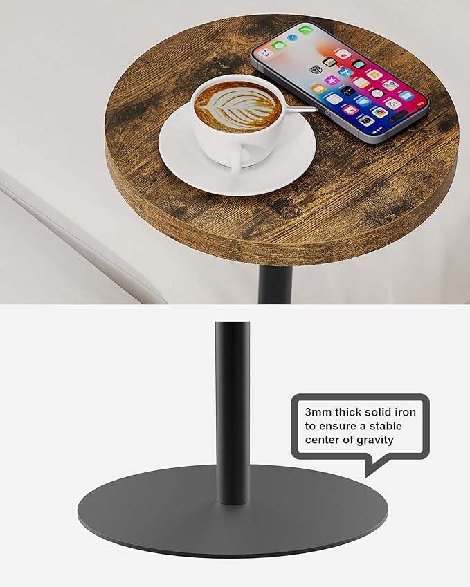 TUTOTAK Tall Round Side Table, Small End Table, Set of 2, Beside Table, Drink Table, Pedestal Side Table, livingroom, Brown TB01BB0652