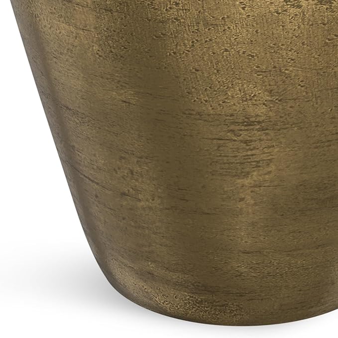 SIMPLIHOME Cavan Metal Side Table in Antique Brass, 16.5" Round, 17.75" H, Cast Aluminum Accent Table for Living Room, Bedroom, Office, Mid-Century Modern Design
