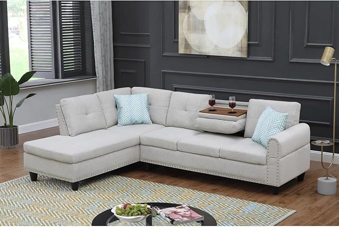 Halibur Sectional Sofa or Couch for Living Room, Apartment, Bedroom, Office
