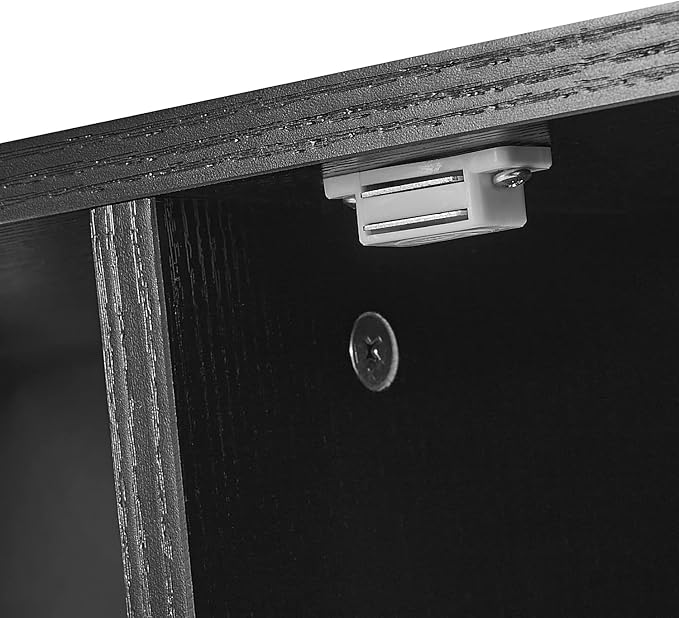 Panana TV Stand for TV up to 50 Inches, 2 Doors Entertainment Center with Open Shelves Storage, TV Console Unit for Living Room Bedroom (Black)