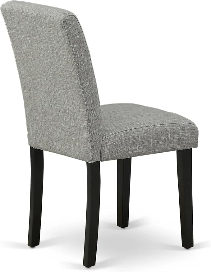 East West Furniture AMAB5-BCH-06 5 Piece Dining Set Includes a Round Kitchen Table with Pedestal and 4 Shitake Linen Fabric Parson Dining Chairs, 36x36 Inch, Black & Cherry