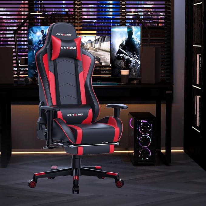 GTRACING Gaming Chair with Footrest Speakers Video Game Chair Bluetooth Music Heavy Duty Ergonomic Computer Office Desk Chair
